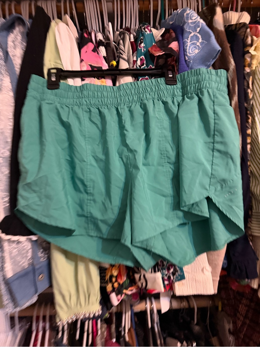 Women's Elastic Waist Teal Shorts